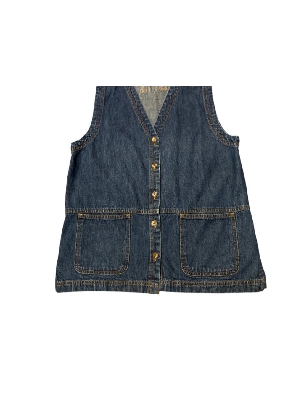 Cabin Creek Denim Vest Womens M Blue Button Front 100% Cotton Pockets Casual - Picture 8 of 10